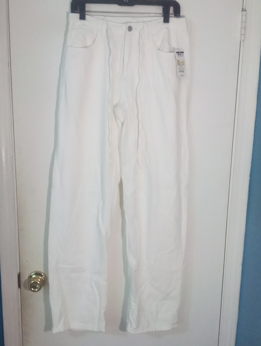 * Parke White Casual Drawstring Pants Sz 4 NWT Wide Leg
